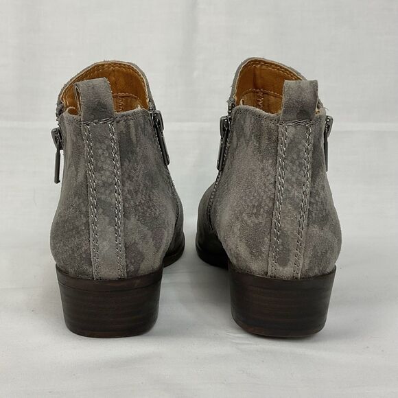Lucky Brand Basel Ankle Booties Silver Cloud Snakeskin Print Grey Sz 6 New Boots - Picture 10 of 11
